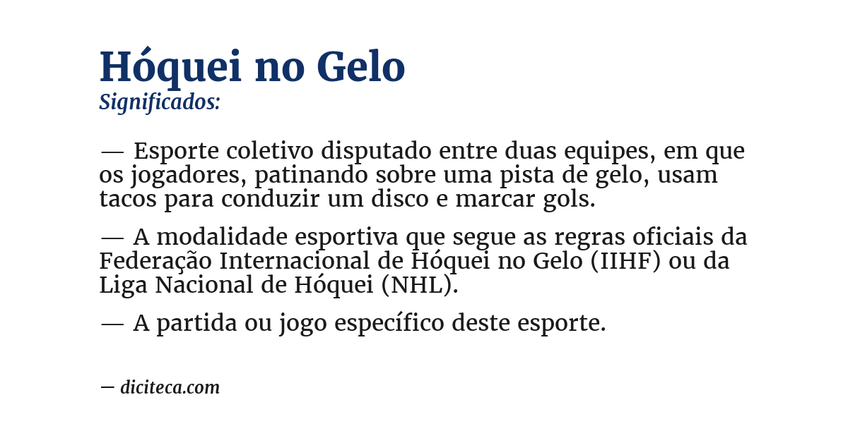 Significado de hóquei no gelo