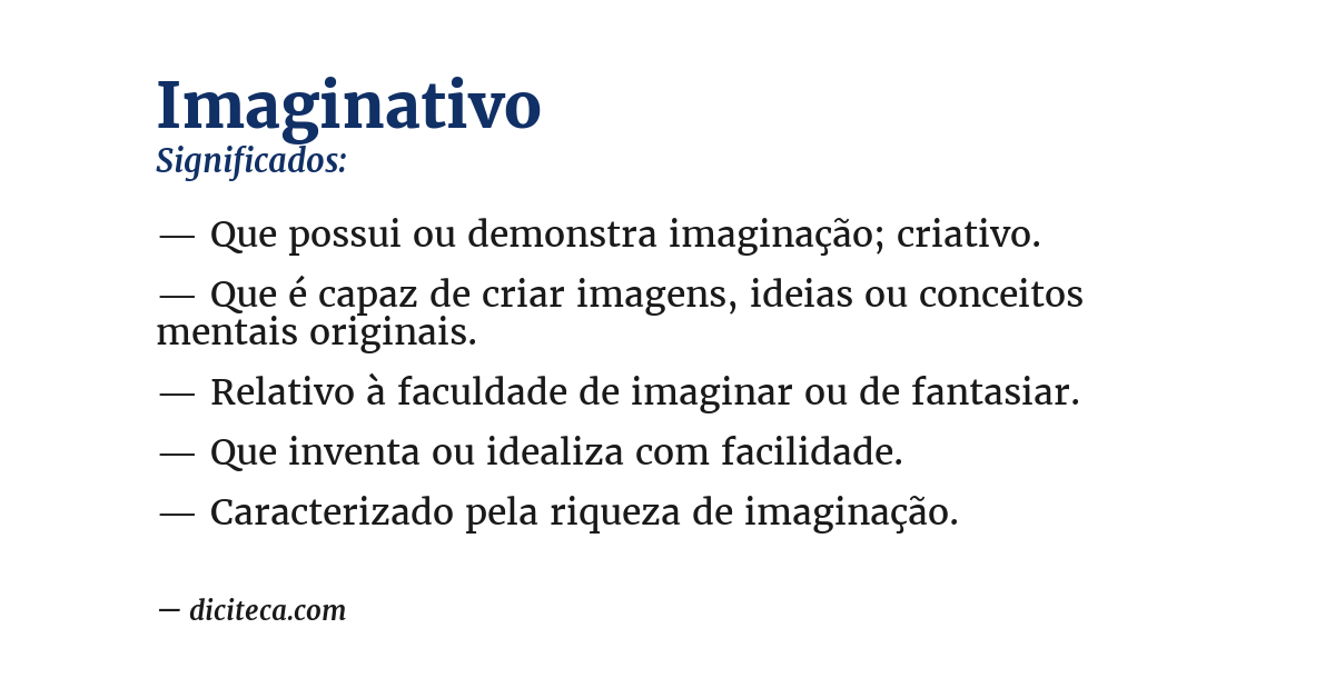 Significado de imaginativo