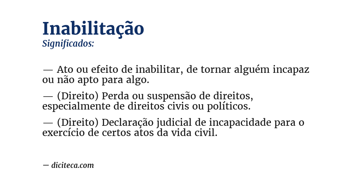 Significado de inabilitação