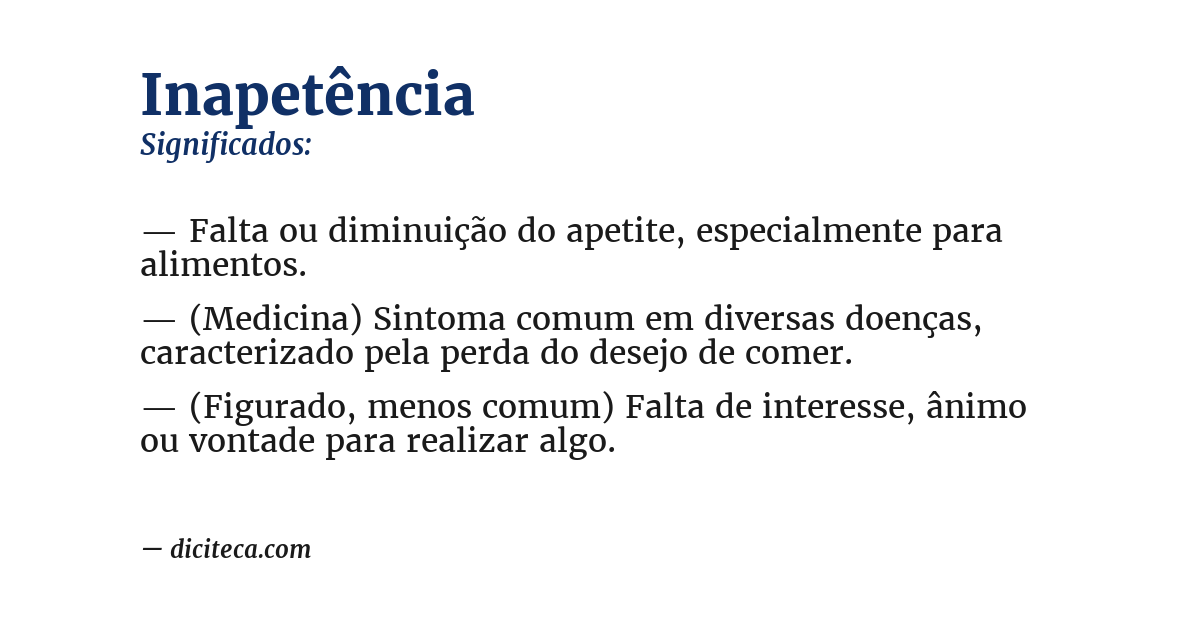 Significado de inapetência