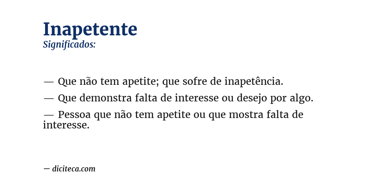 Significado de inapetente