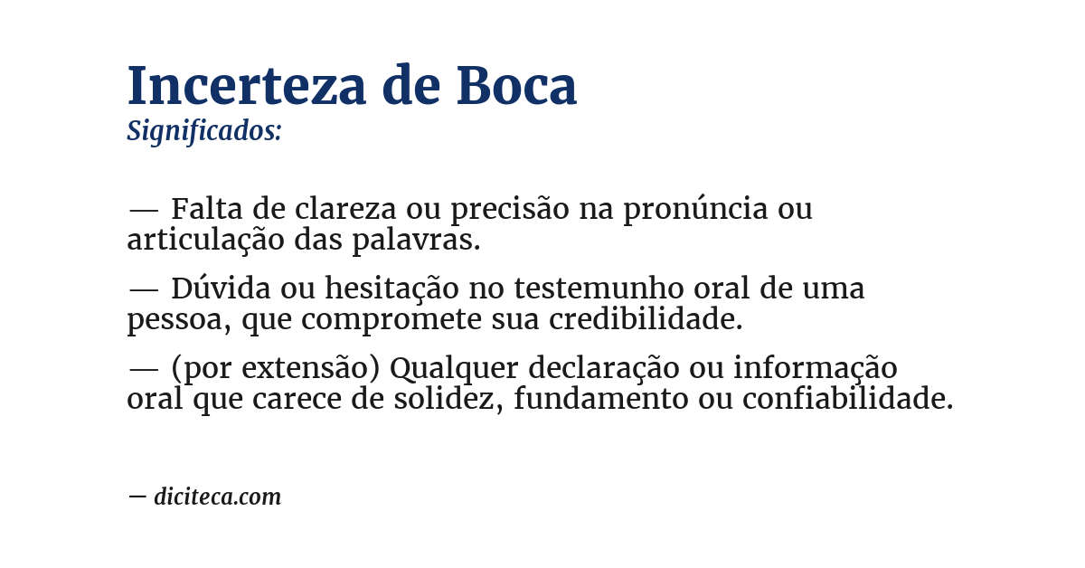 Significado de incerteza de boca
