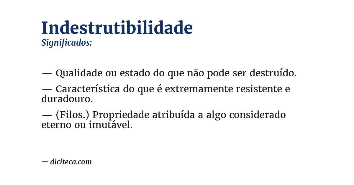 Significado de indestrutibilidade