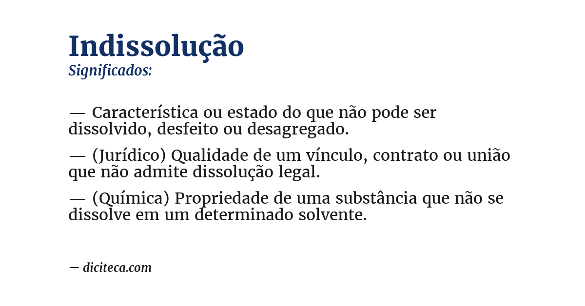 Significado de indissolução