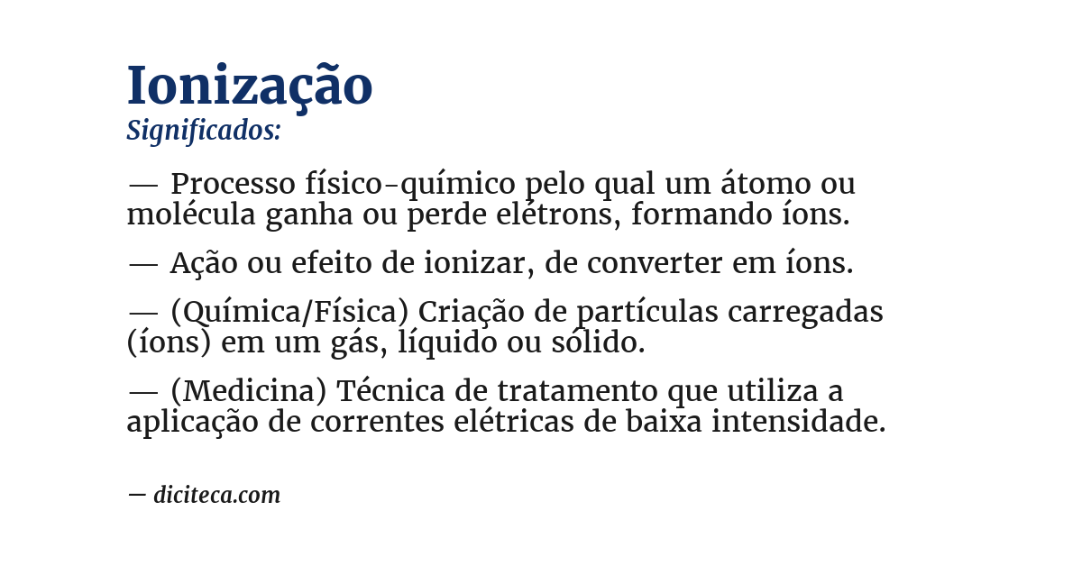 Significado de ionização