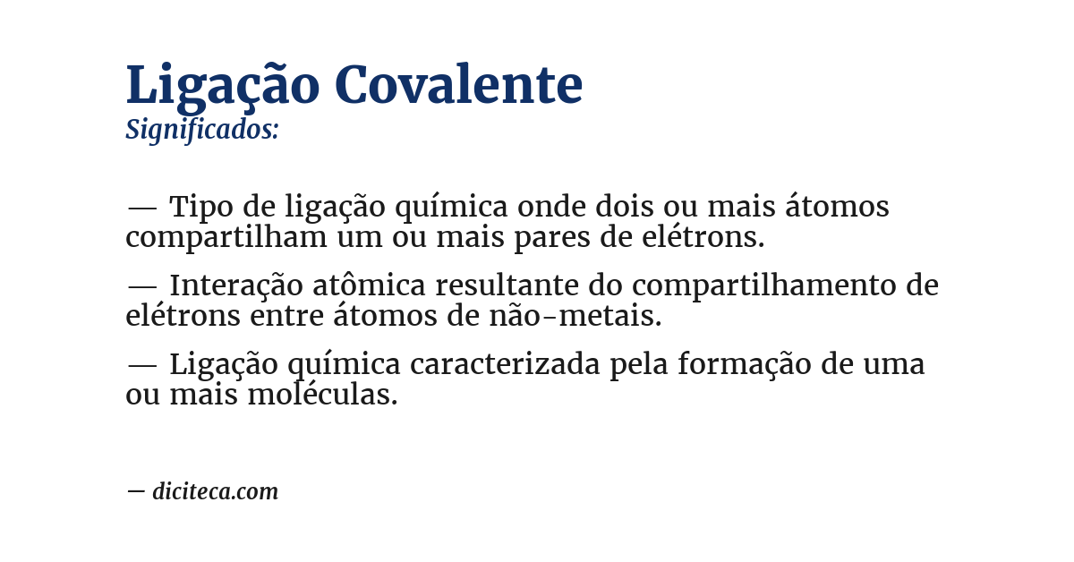 Significado de ligação covalente
