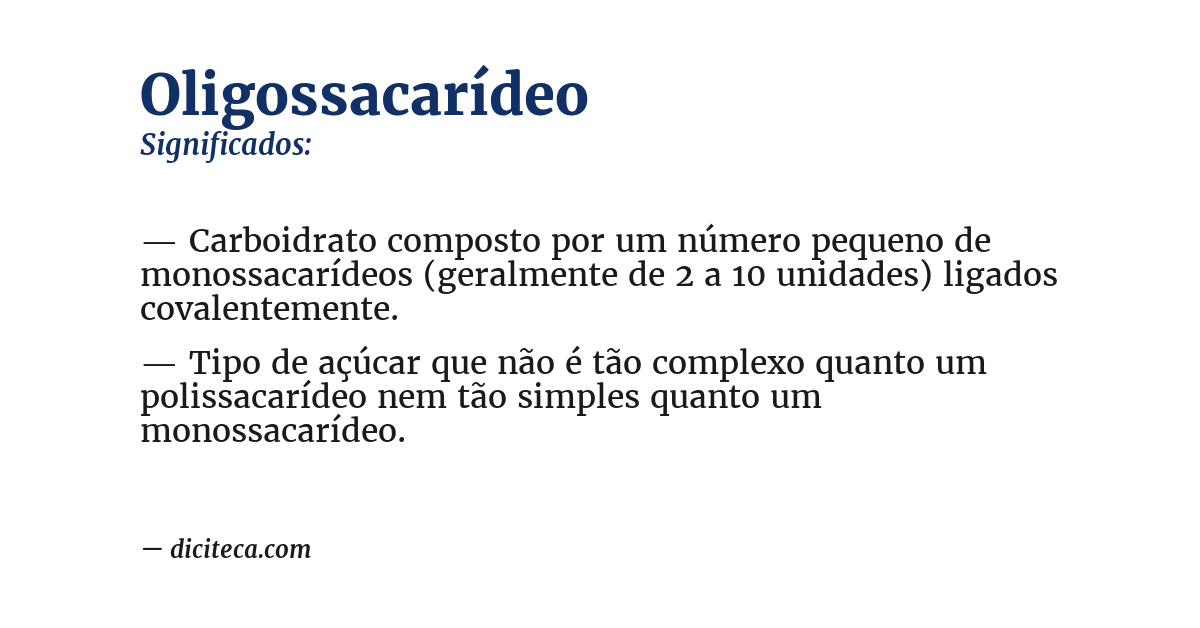 Significado de oligossacarídeo