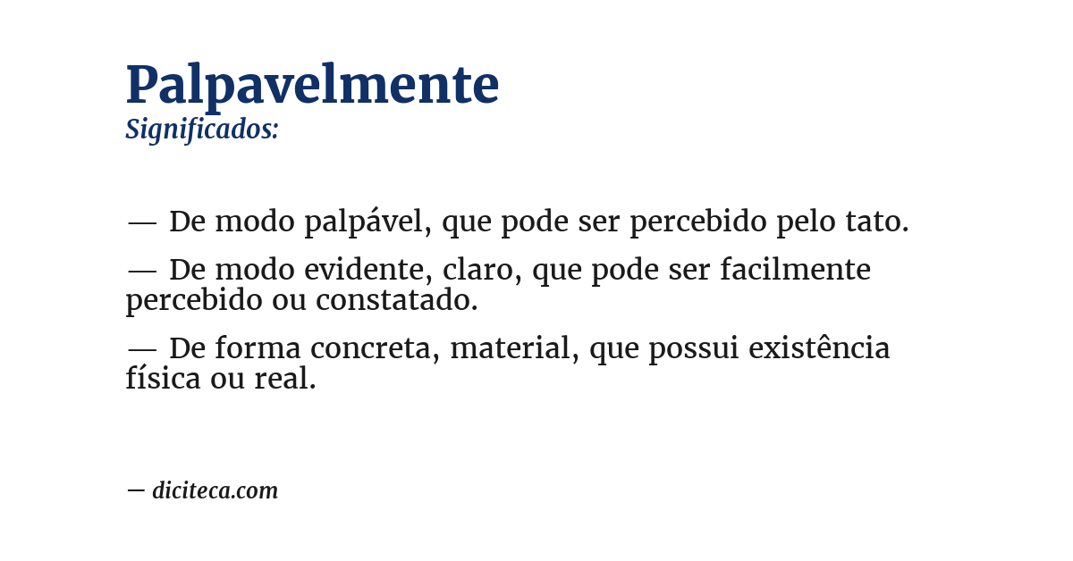Significado de palpavelmente