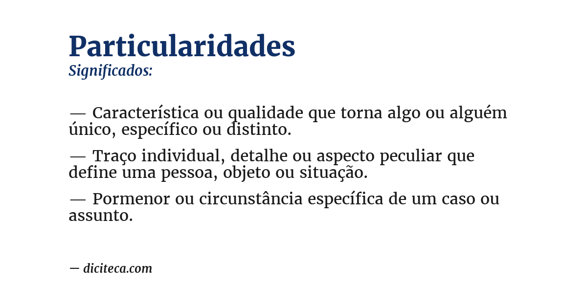 Significado de particularidades