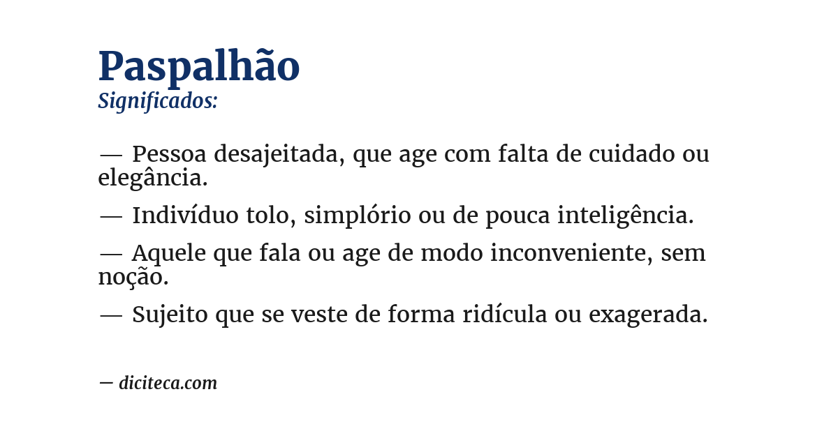 Significado de paspalhão