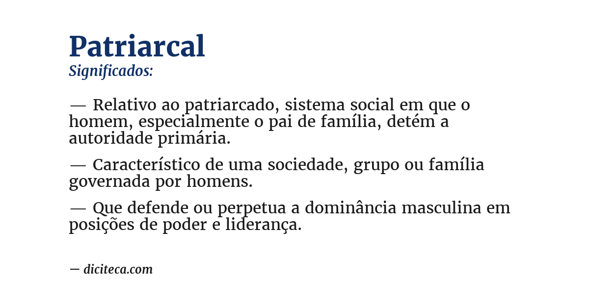 Significado de patriarcal