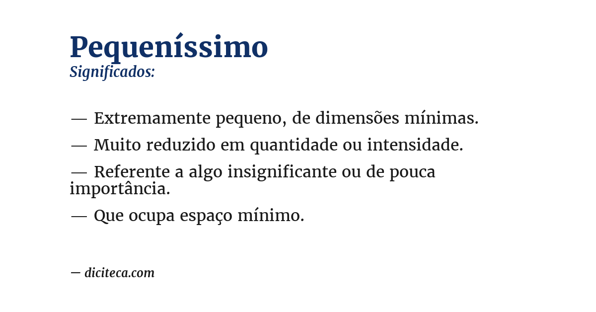 Significado de pequeníssimo