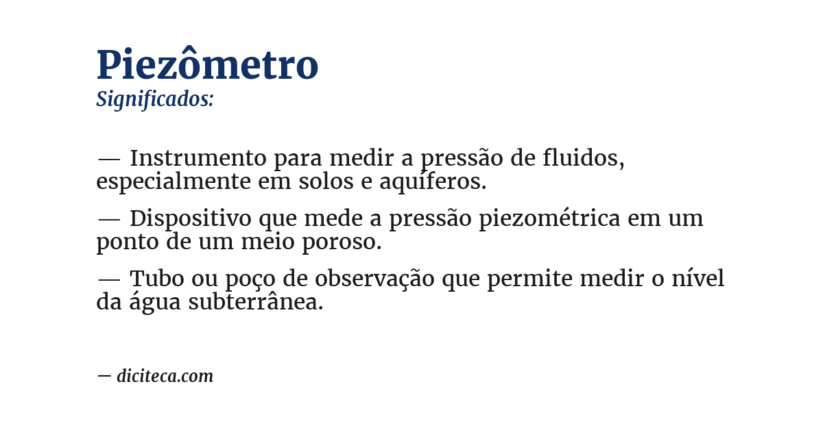 Significado de piezômetro