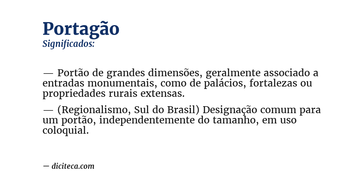 Significado de portagão
