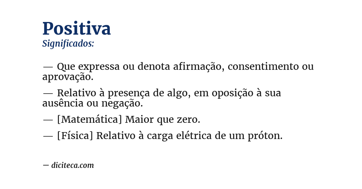 Significado de positiva