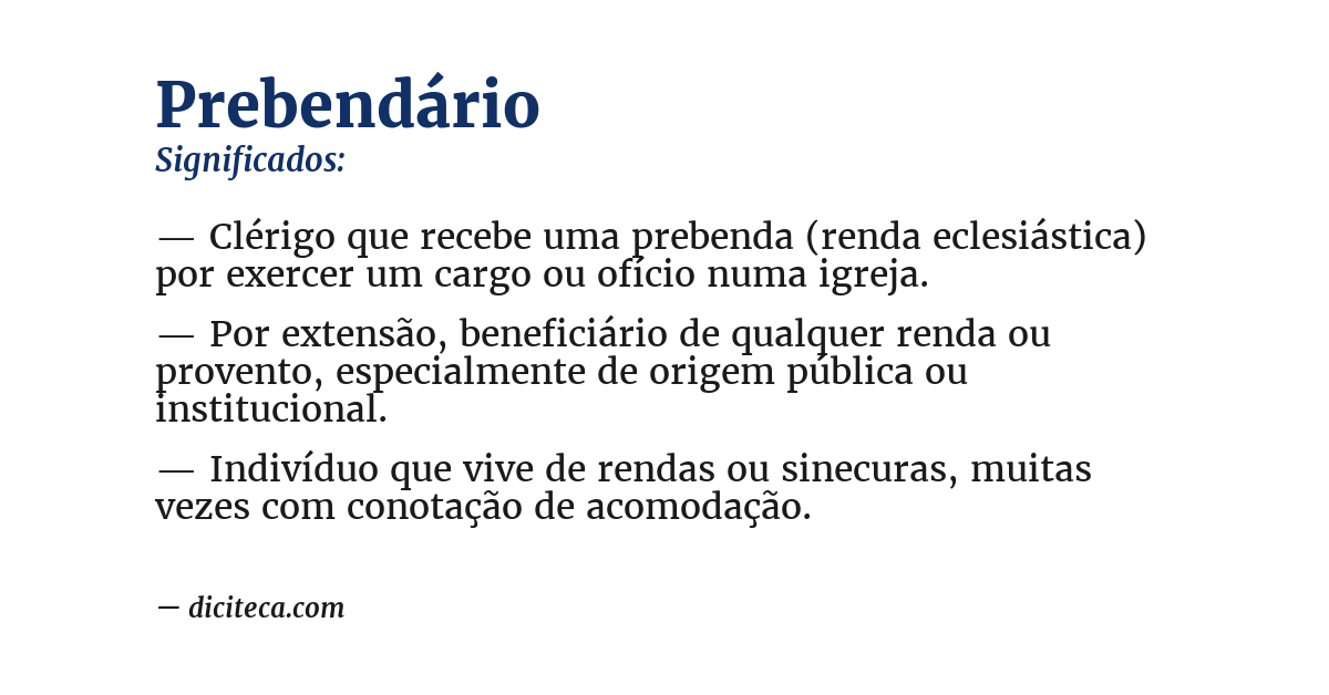 Significado de prebendário