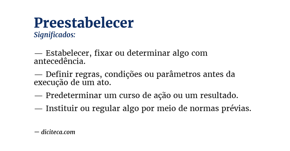 Significado de preestabelecer
