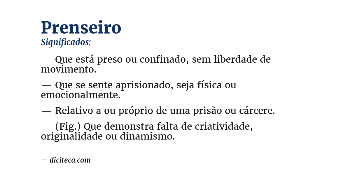 Significado de prenseiro