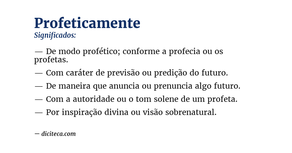 Significado de profeticamente