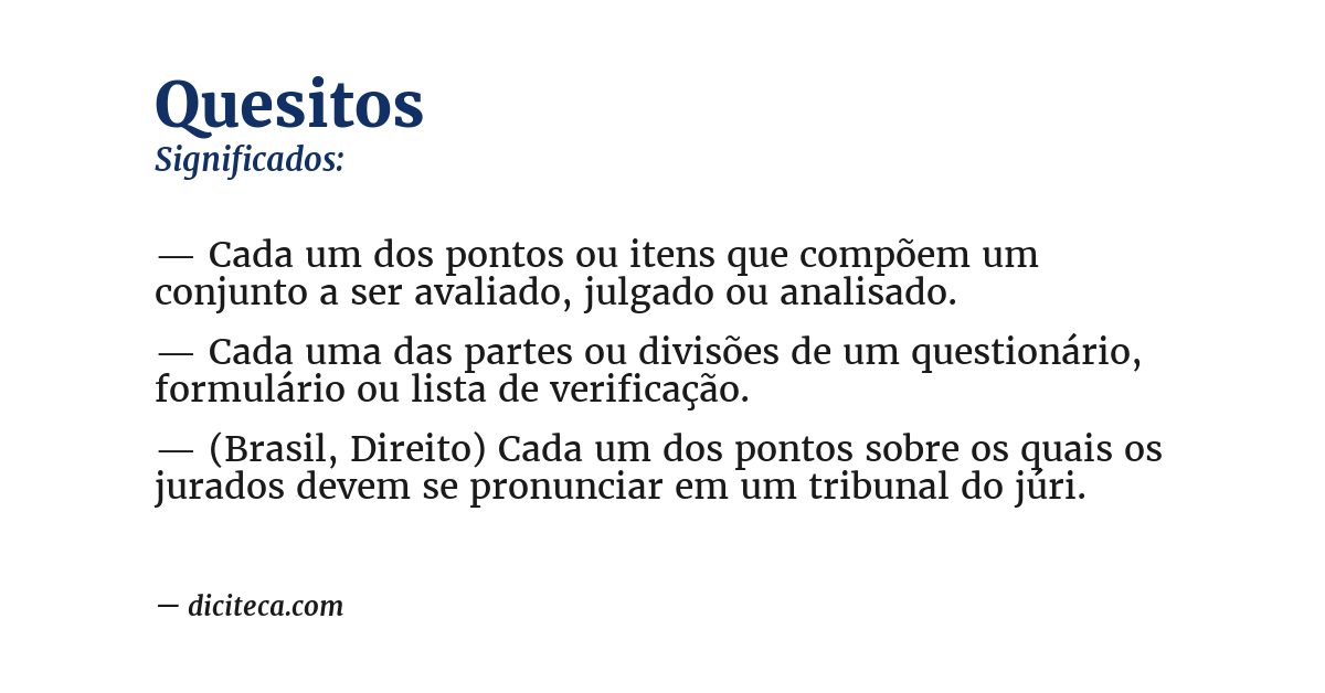 Significado de quesitos