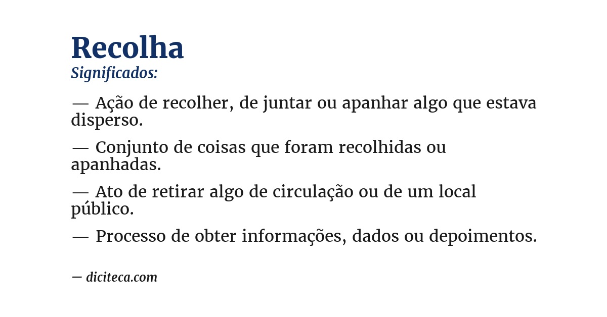 Significado de recolha