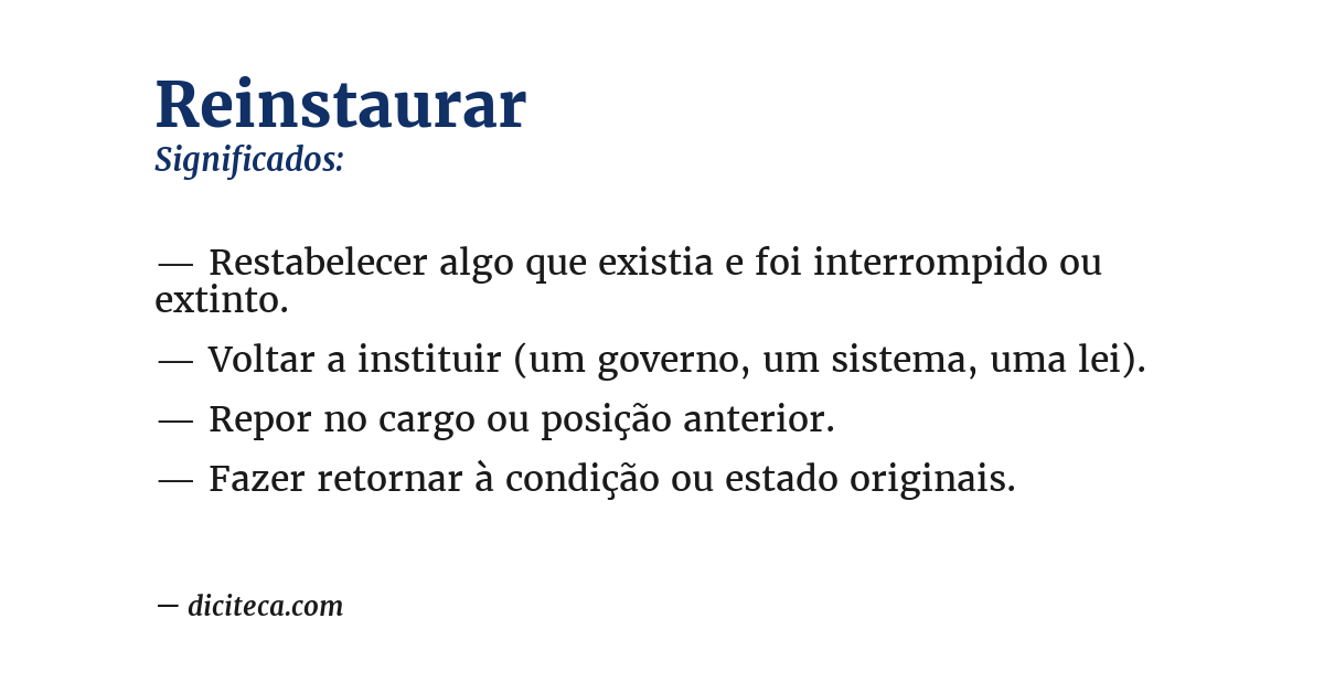Significado de reinstaurar