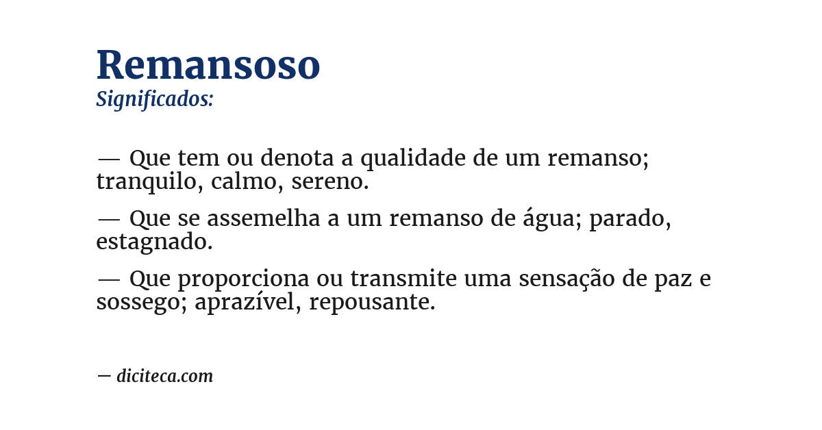 Significado de remansoso