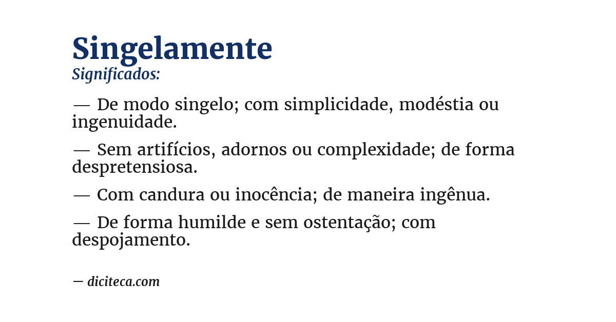 Significado de singelamente