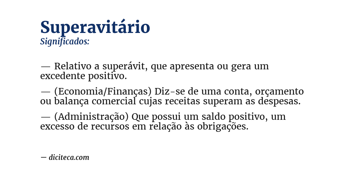 Significado de superavitário