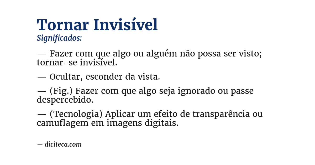 Significado de tornar invisível