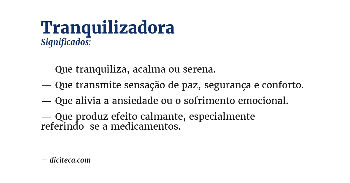 Significado de tranquilizadora