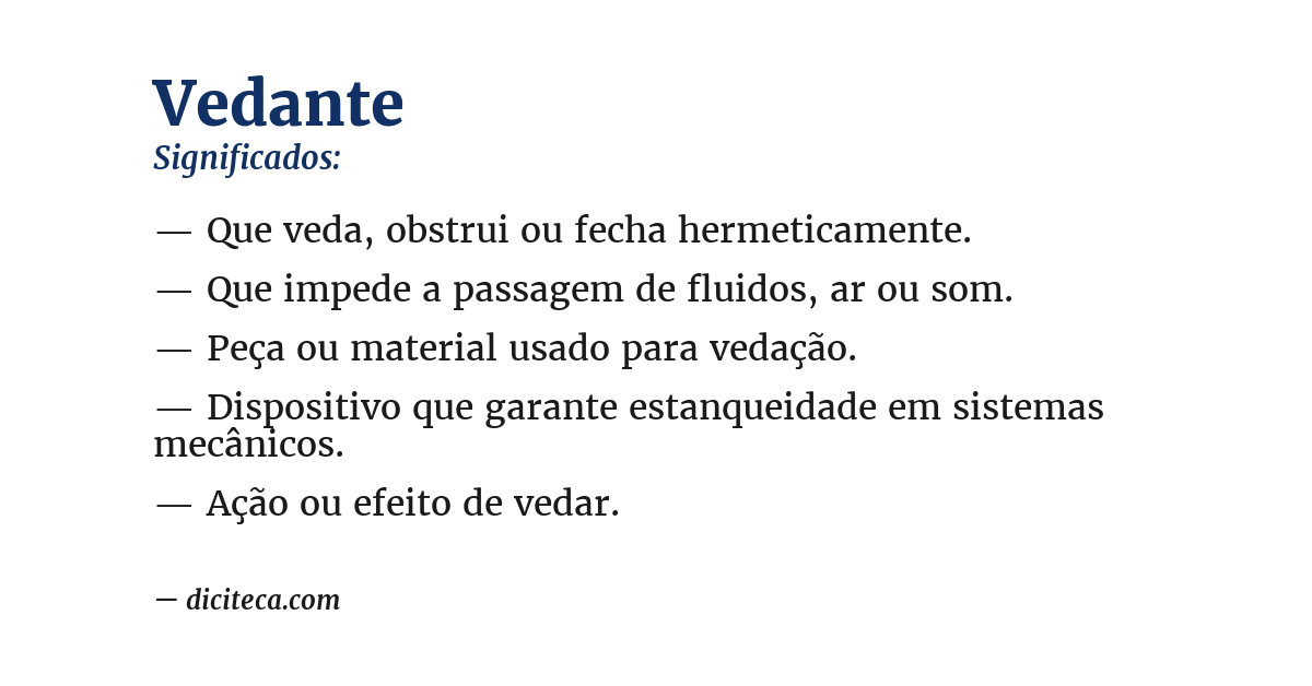 Significado de vedante