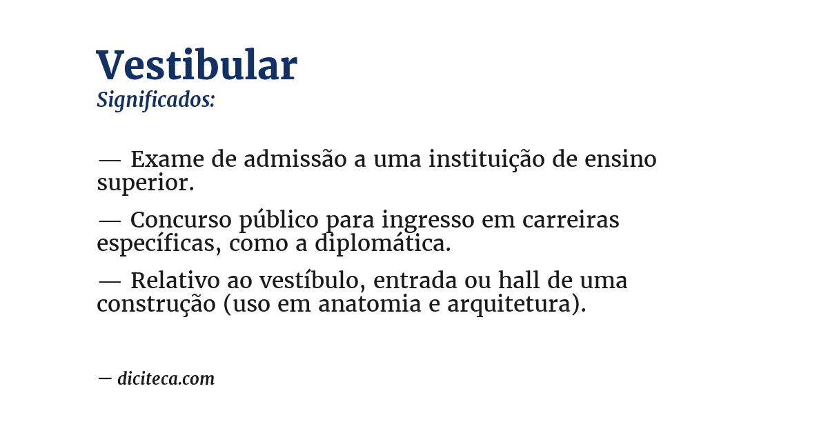 Significado de vestibular