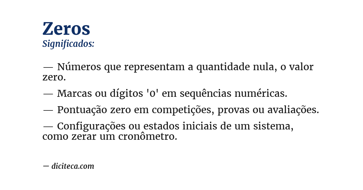 Significado de zeros