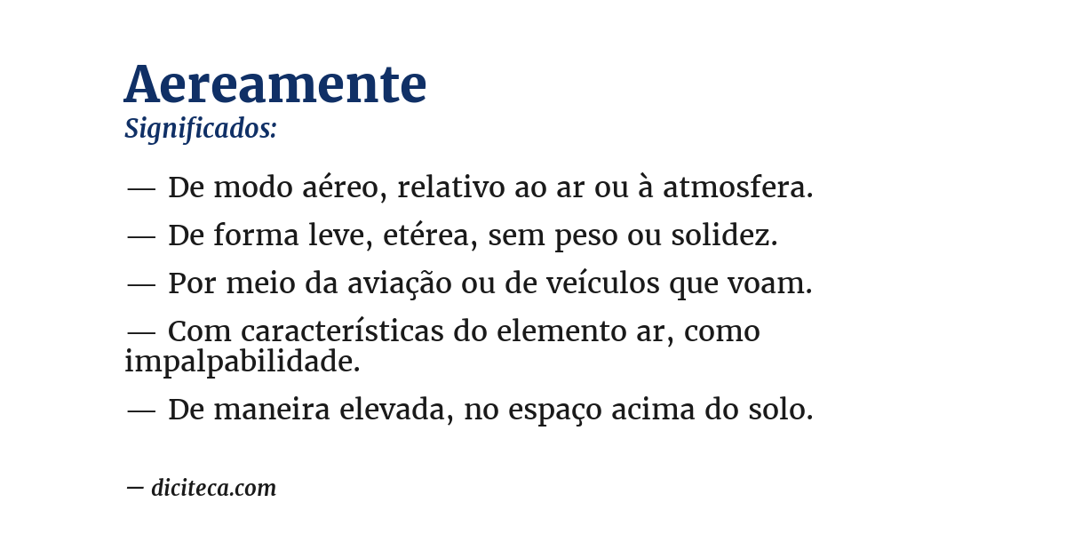 Significado de aereamente