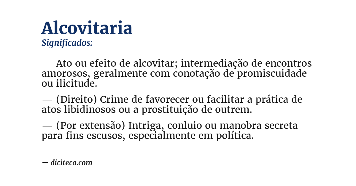 Significado de alcovitaria