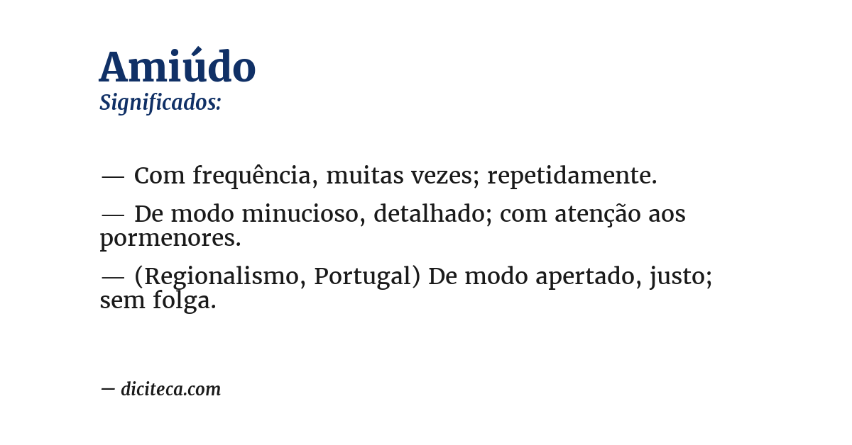 Significado de amiúdo