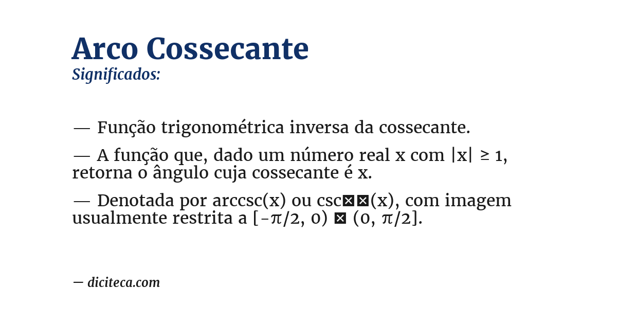 Significado de arco cossecante