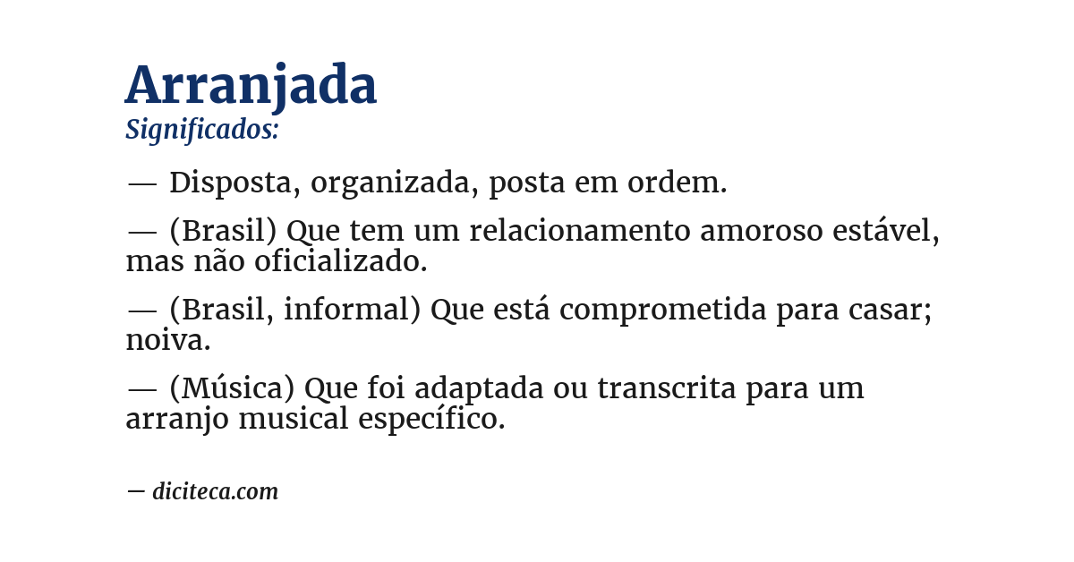 Significado de arranjada