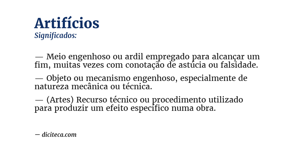 Significado de artifícios