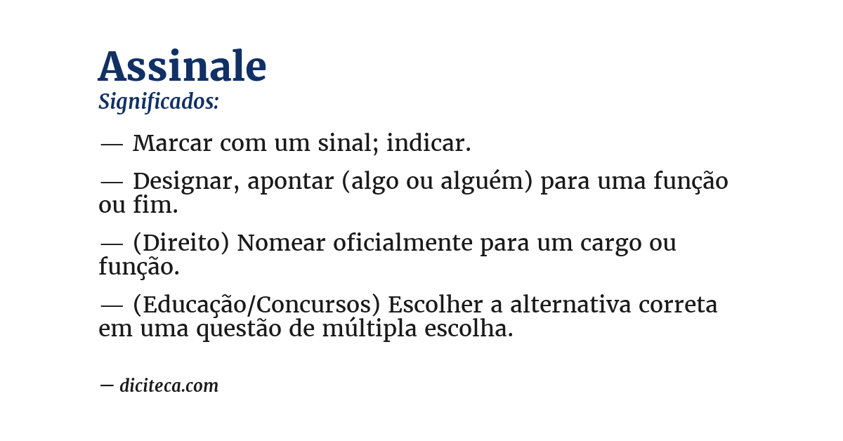 Significado de assinale