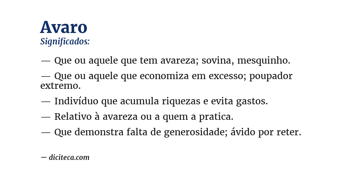 Significado de avaro