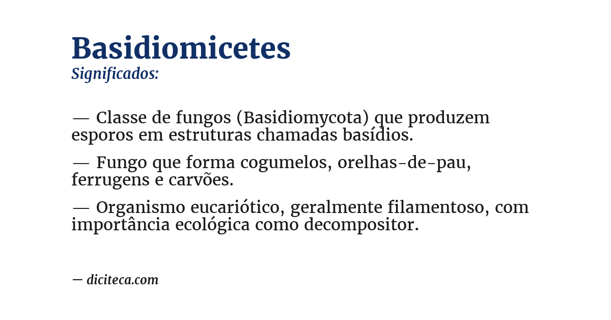 Significado de basidiomicetes