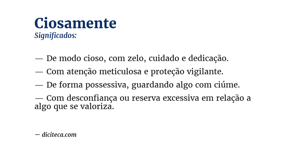 Significado de ciosamente
