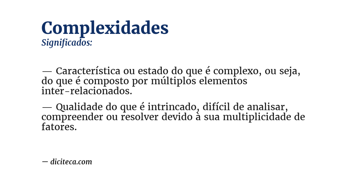 Significado de complexidades