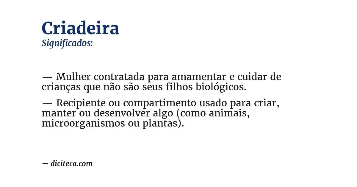 Significado de criadeira