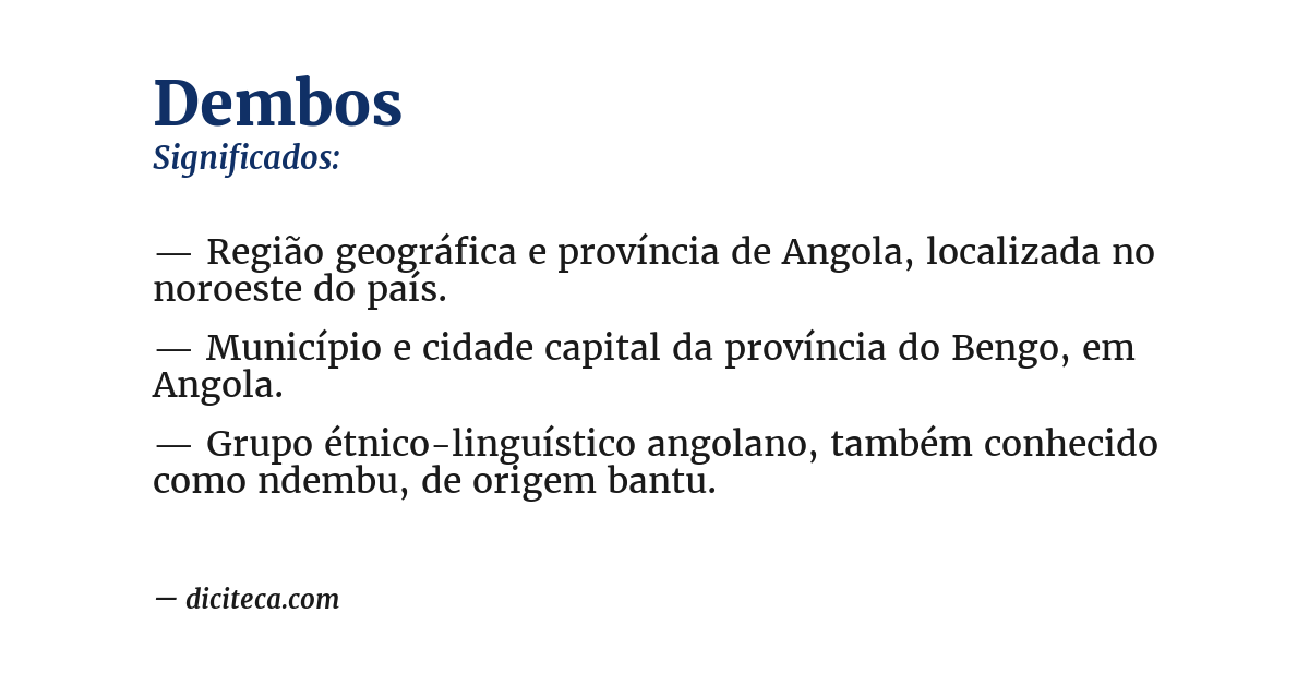 Significado de dembos