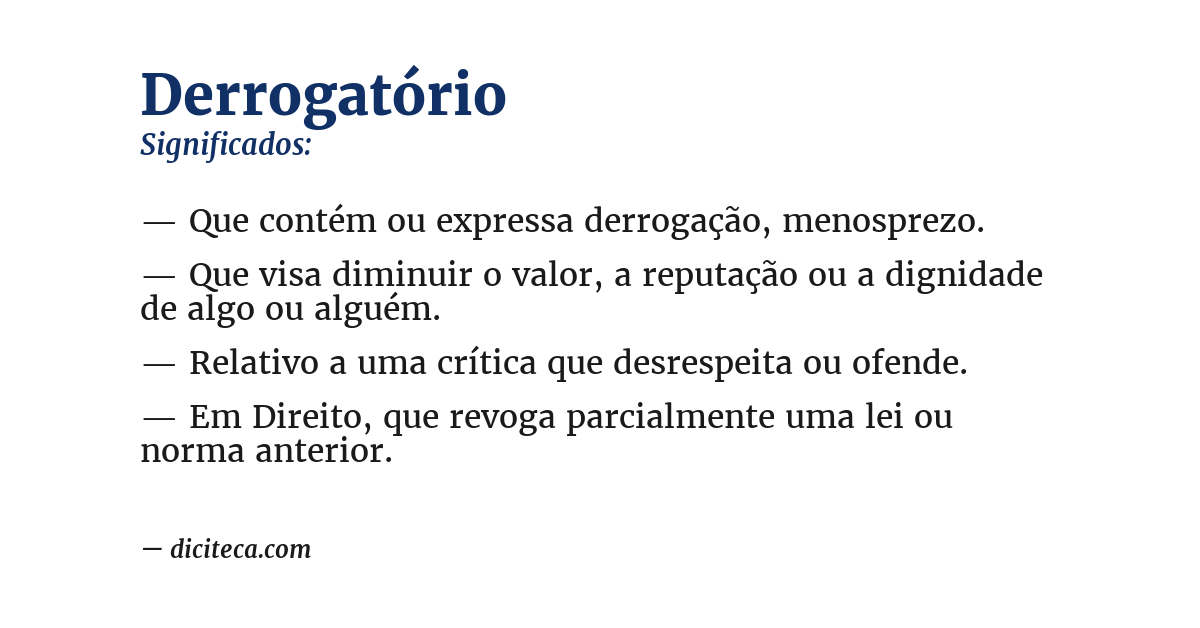 Significado de derrogatório