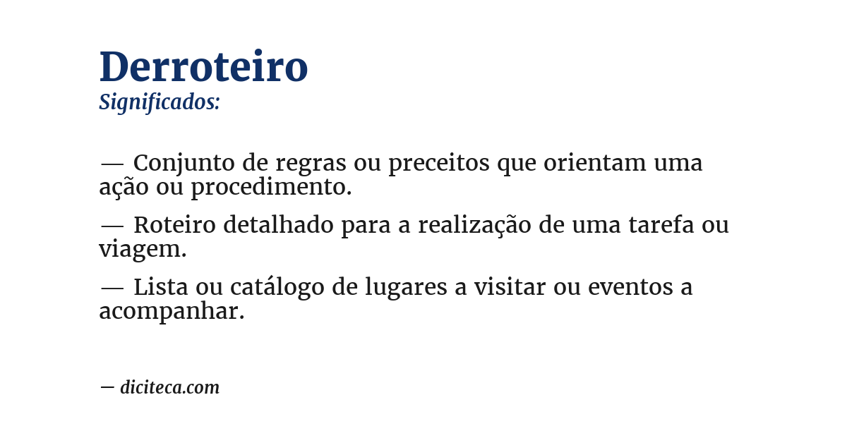 Significado de derroteiro