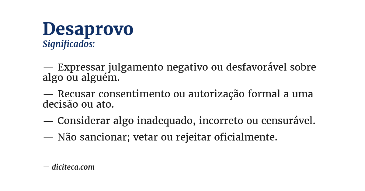 Significado de desaprovo